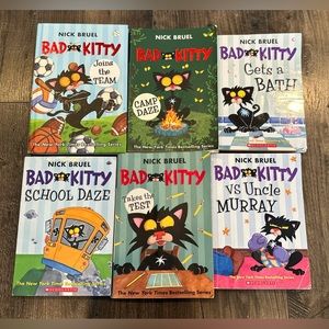 Book Lot of 6 BAD KITTY Books by: Nick Bruel, Camp, Team, Bath, School, Test